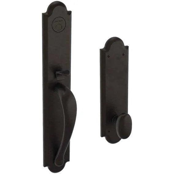 Baldwin Estate Boulder Full Handleset With Interior 5024 Oval Knob in Oil Rubbed Bronze finish