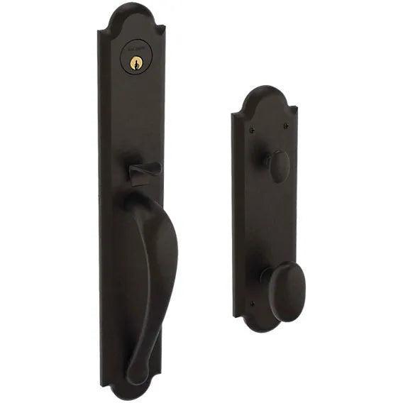 Baldwin Estate Boulder Full Handleset With Interior 5024 Oval Knob in Oil Rubbed Bronze finish