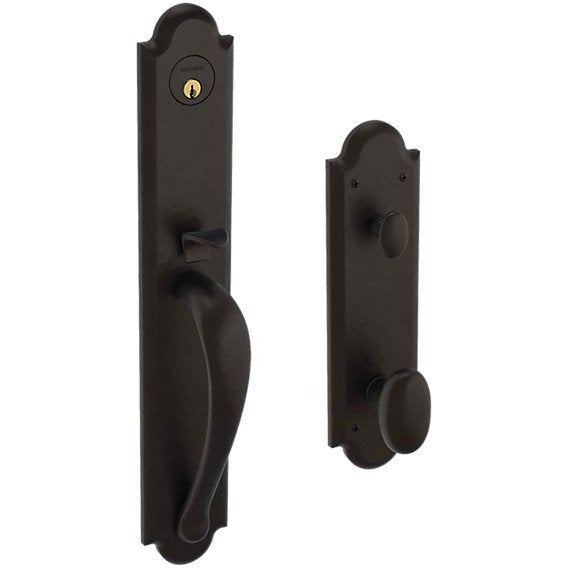 Baldwin Estate Boulder Full Handleset With Interior 5024 Oval Knob in Oil Rubbed Bronze finish