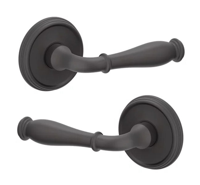 The Baldwin Estate L034 Nashville Lever with 5078 Rosette in Oil Rubbed Bronze finish.