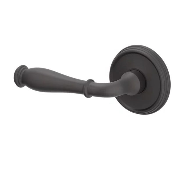 The Baldwin Estate L034 Nashville Lever with 5078 Rosette in Oil Rubbed Bronze finish.