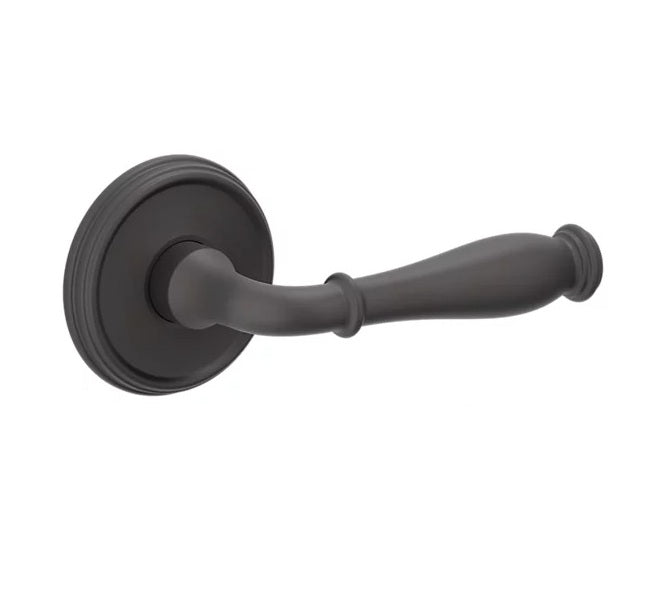 The Baldwin Estate L034 Nashville Lever with 5078 Rosette in Oil Rubbed Bronze finish.