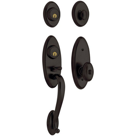 Baldwin Estate Landon Single Cylinder 2-Point Lock Handleset With Interior 5225 Egg Knob in Oil Rubbed Bronze finish