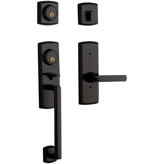 Baldwin Estate Soho 2-Point Lock Single Cylinder Handleset With Interior Soho Lever in Oil Rubbed Bronze finish