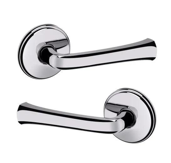 The Baldwin Estate 5112 Lever with 5075 Rosette in Polished Chrome finish.