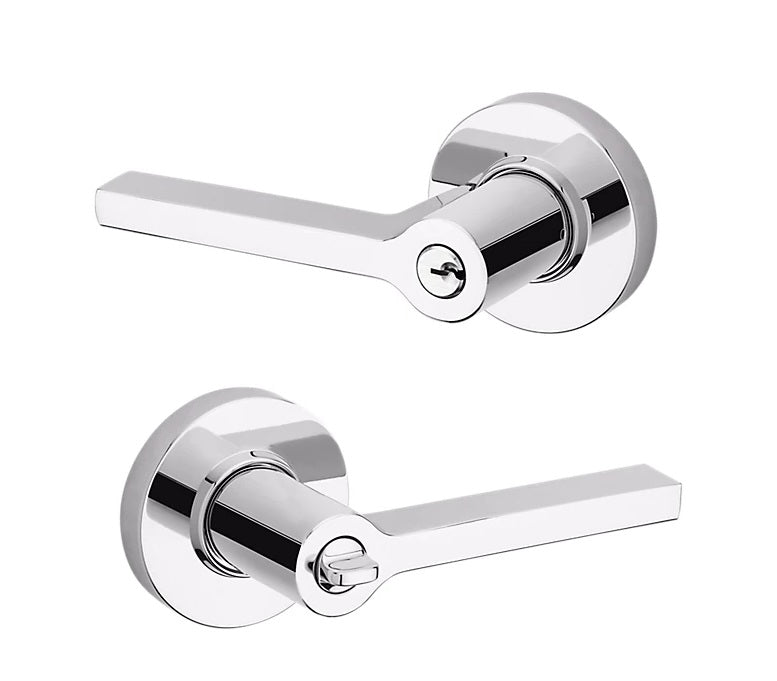 The Baldwin Estate 5260 Minneapolis Keyed Lever with Round Rosette in Polished Chrome finish.