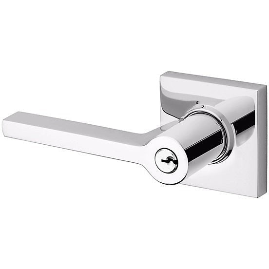 Baldwin Estate 5285 Keyed Square Left Handed Lever with Square Rosette in Polished Chrome finish