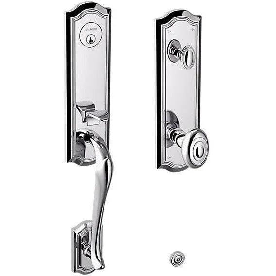 Baldwin Estate Bethpage Single Cylinder Handleset with Interior 5077 Knob in Polished Chrome finish