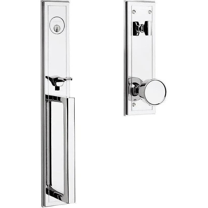Baldwin Estate Hollywood Hills Single Cylinder Full Handleset with Interior K008 Knob in Polished Chrome finish