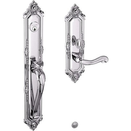 Baldwin Estate Kensington Mortise Handleset Entrance Trim with Interior 5108 Lever in Polished Chrome finish