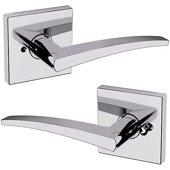 Baldwin Estate L022 Privacy Lever with R017 Rosette in Polished Chrome finish