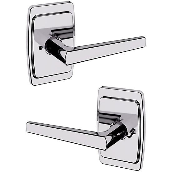 Baldwin Estate L024 Privacy Lever with R046 Rosette in Polished Chrome finish