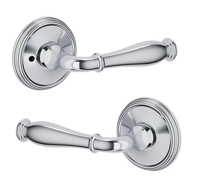 The Baldwin Estate L034 Nashville Lever with 5078 Rosette in Polished Chrome finish.