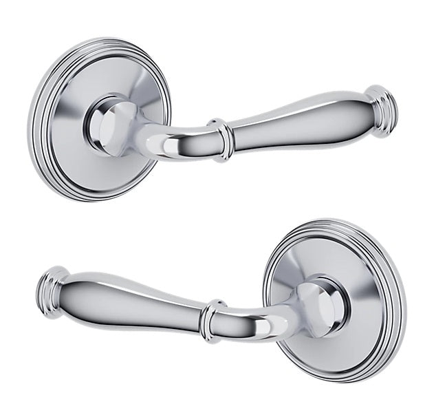 The Baldwin Estate L034 Nashville Lever with 5078 Rosette in Polished Chrome finish.