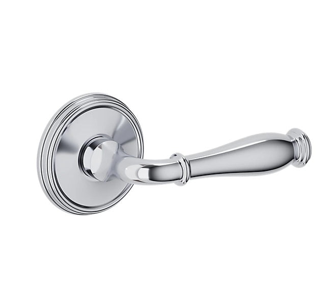 The Baldwin Estate L034 Nashville Lever with 5078 Rosette in Polished Chrome finish.