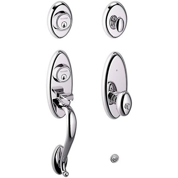 Baldwin Estate Landon Single Cylinder 2-Point Lock Handleset With Interior 5225 Egg Knob in Polished Chrome finish