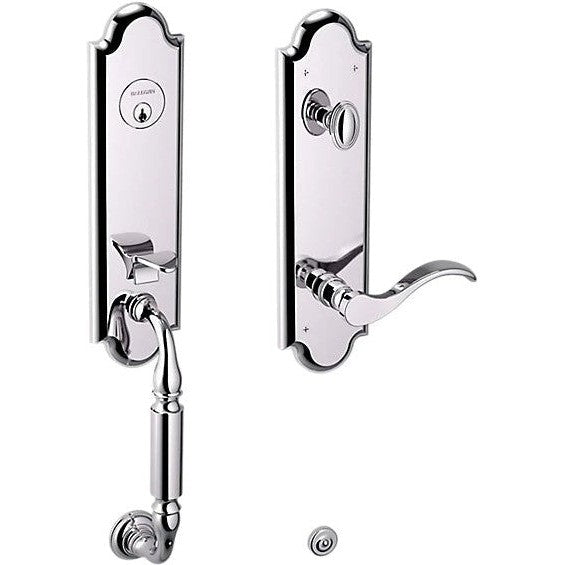 Baldwin Estate Manchester Single Cylinder Handleset With Interior 5455V Wave Lever in Polished Chrome finish