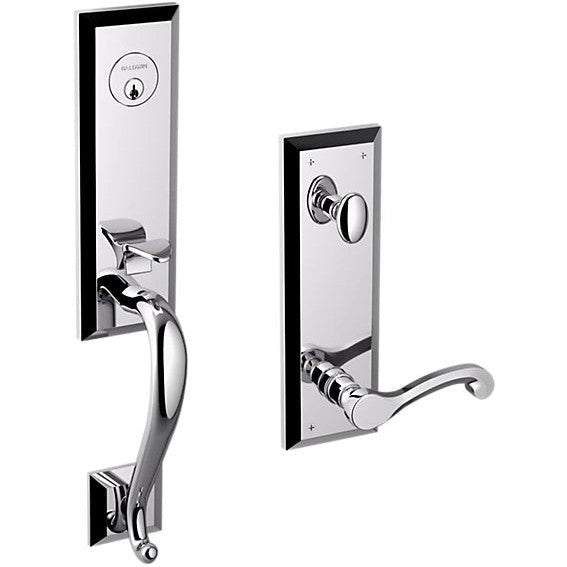 Baldwin Estate Stonegate Single Cylinder Handleset with Interior 5445V Classic Lever in Polished Chrome finish