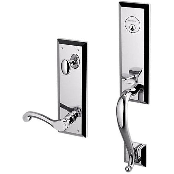 Baldwin Estate Stonegate Single Cylinder Handleset with Interior 5445V Classic Lever in Polished Chrome finish