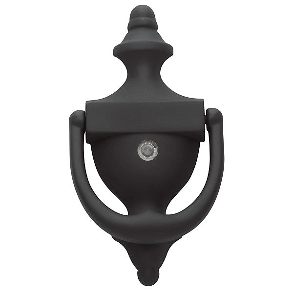 Baldwin Estate 0103 Colonial Door Knocker with Observascope in Satin Black finish