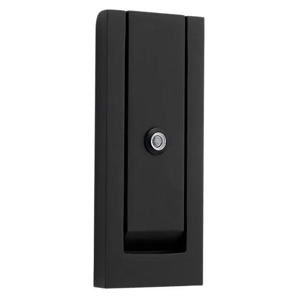 Baldwin Estate 0185 Modern Door Knocker with Observascope in Satin Black finish