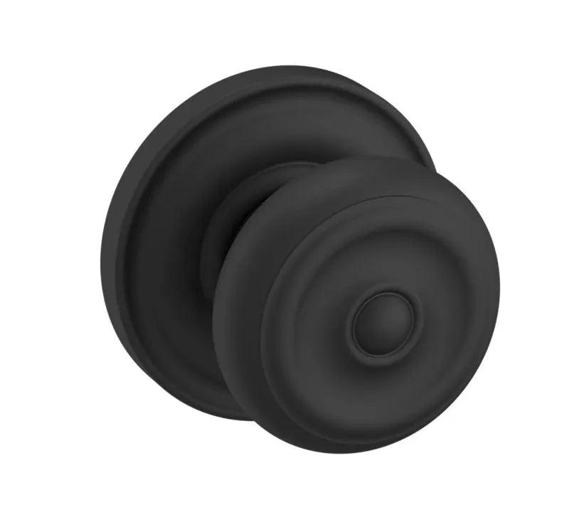 The Baldwin Estate 5020 Colonial Knob with 5048 Rosette in Satin Black finish.