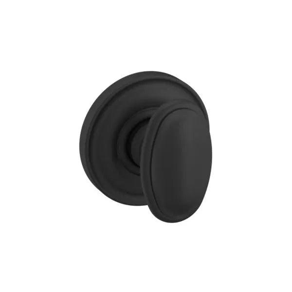 The Baldwin Estate 5057 Knob with 5048 Rosette in Satin Black finish.