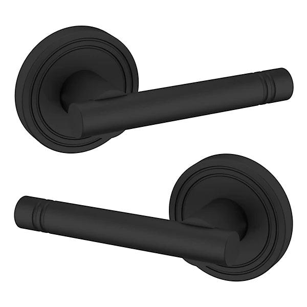 The Baldwin Estate 5138 Lever with 5047 Rosette in Satin Black finish.