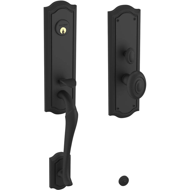 Baldwin Estate Bethpage Mortise Handleset Trim with Interior Knob in Satin Black finish