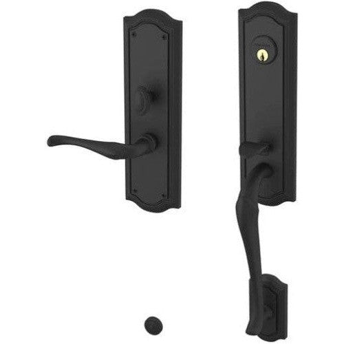 Baldwin Estate Bethpage Mortise Handleset Trim with Interior Lever in Satin Black finish