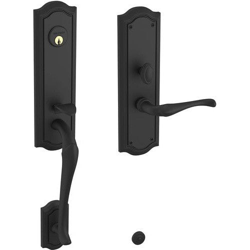 Baldwin Estate Bethpage Mortise Handleset Trim with Interior Lever in Satin Black finish