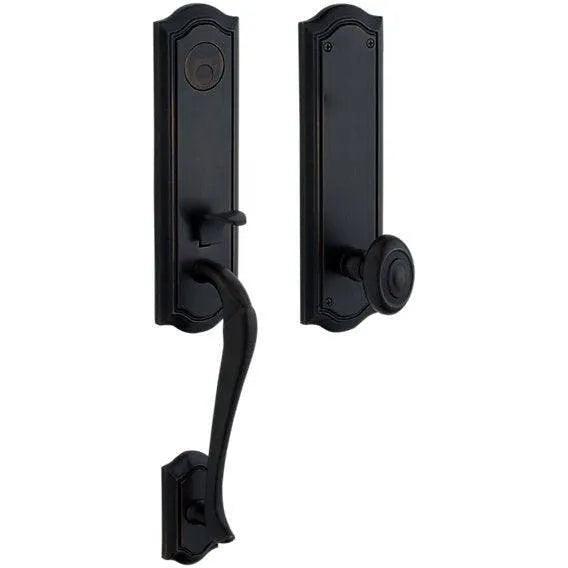 Baldwin Estate Bethpage Single Cylinder Handleset with Interior 5077 Knob in Satin Black finish