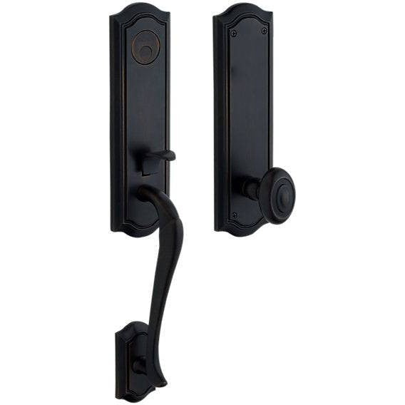 Baldwin Estate Bethpage Single Cylinder Handleset with Interior 5077 Knob in Satin Black finish