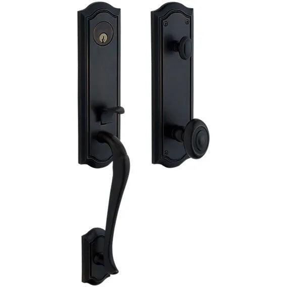 Baldwin Estate Bethpage Single Cylinder Handleset with Interior 5077 Knob in Satin Black finish