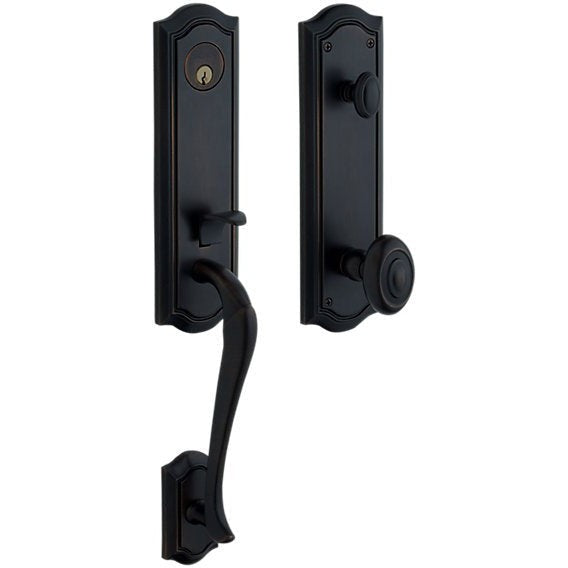 Baldwin Estate Bethpage Single Cylinder Handleset with Interior 5077 Knob in Satin Black finish