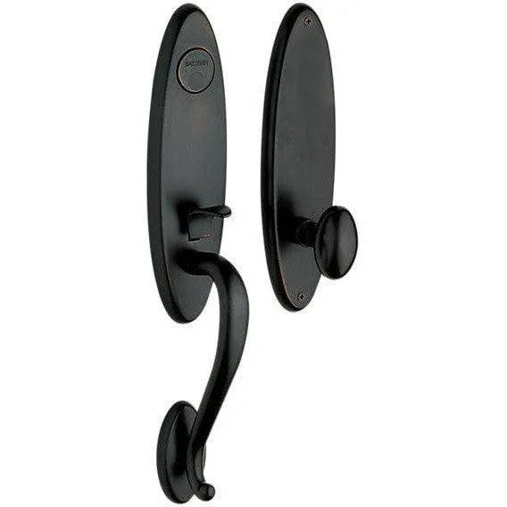 Baldwin Estate Blakely Single Cylinder Handleset with Interior 5025 Egg Knob in Satin Black finish
