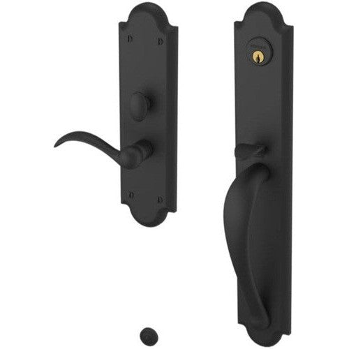 Baldwin Estate Boulder Full Escutcheon Handleset Trim with Interior Lever in Satin Black finish