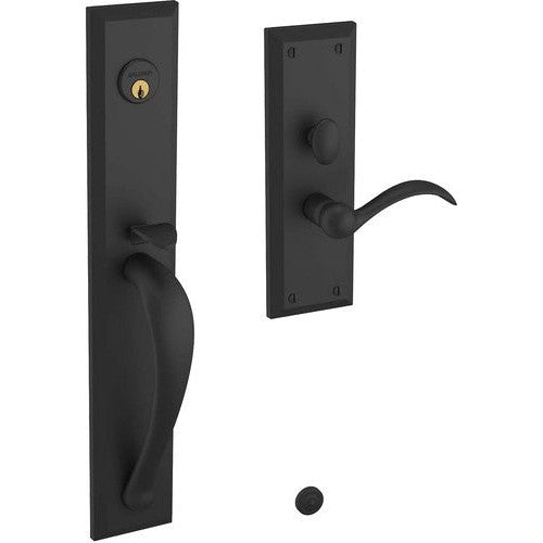 Baldwin Estate Cody Full Escutcheon Handleset Trim with Interior Lever in Satin Black finish