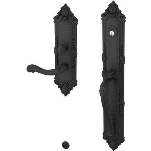 Baldwin Estate Kensington Mortise Handleset Entrance Trim with Interior 5108 Lever in Satin Black finish