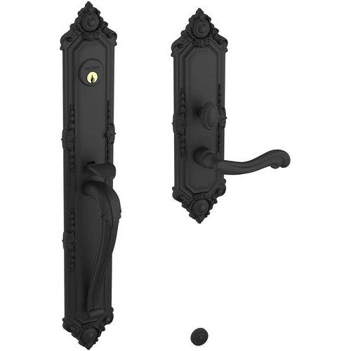 Baldwin Estate Kensington Mortise Handleset Entrance Trim with Interior 5108 Lever in Satin Black finish