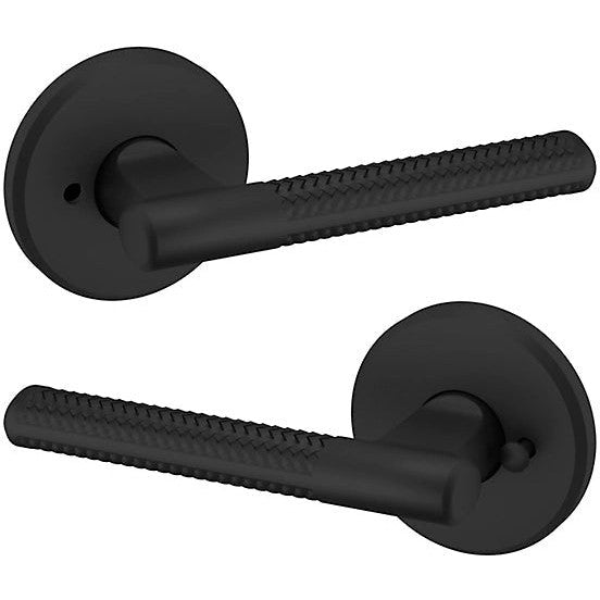 Baldwin Estate L015 Privacy Lever with R016 Rosette in Satin Black finish
