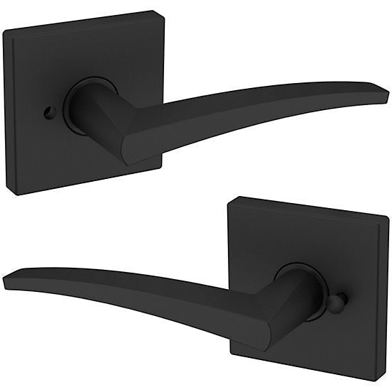 Baldwin Estate L022 Privacy Lever with R017 Rosette in Satin Black finish