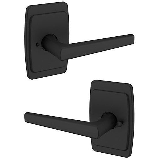 Baldwin Estate L024 Privacy Lever with R046 Rosette in Satin Black finish