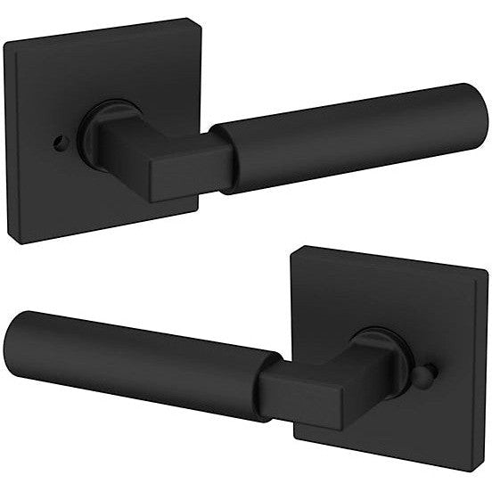 Baldwin Estate L029 Gramercy Privacy Lever with R017 Rosette in Satin Black finish