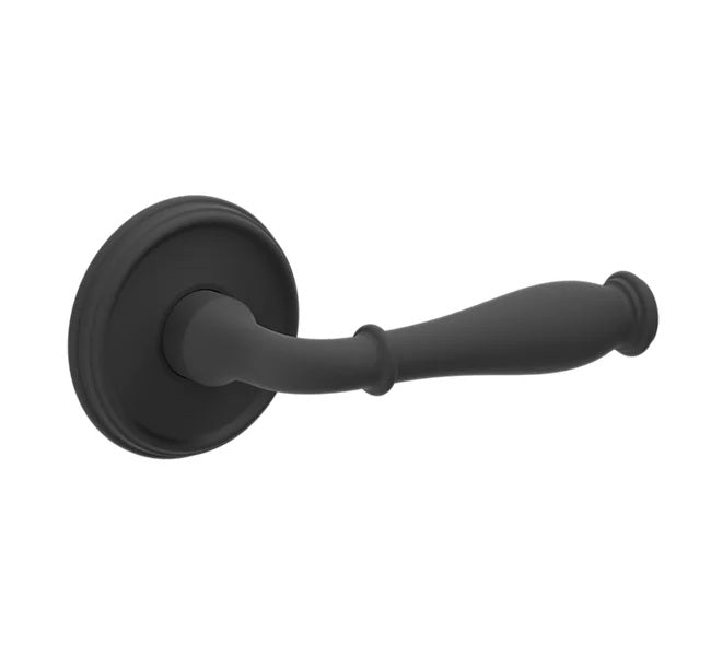 The Baldwin Estate L034 Nashville Lever with 5078 Rosette in Satin Black finish.