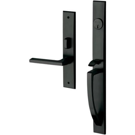 Baldwin Estate Lakeshore Mortise Handleset Entrance Trim with Interior 5162 Lever in Satin Black finish