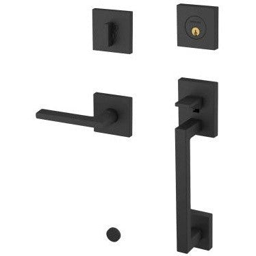 Baldwin Estate Minneapolis Sectional Single Cylinder Handleset with Interior 5162 Lever in Satin Black finish