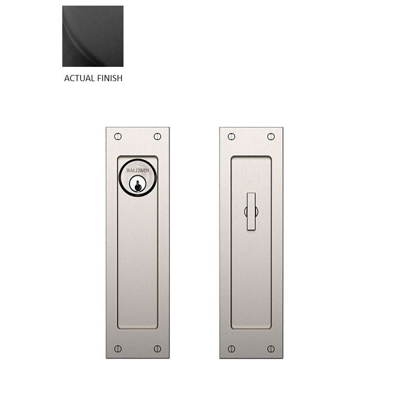 Baldwin Estate Santa Monica Keyed Entry Large Pocket Door Set in Satin Black finish