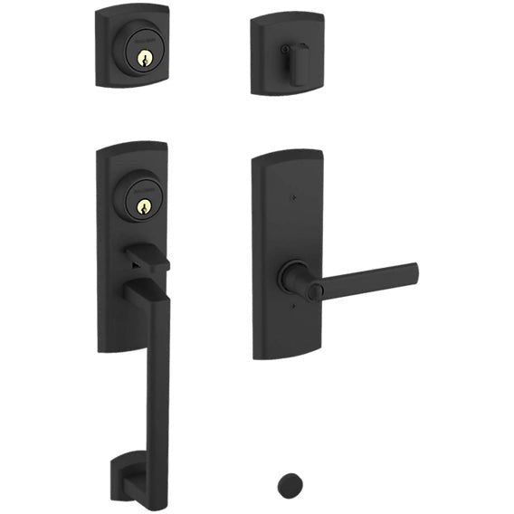 Baldwin Estate Soho 2-Point Lock Single Cylinder Handleset With Interior Soho Lever in Satin Black finish