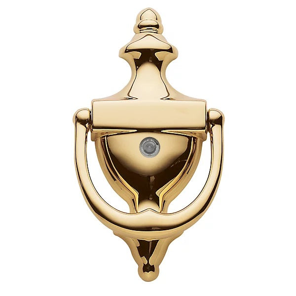 Baldwin Estate 0103 Colonial Door Knocker with Observascope in Unlacquered Brass finish